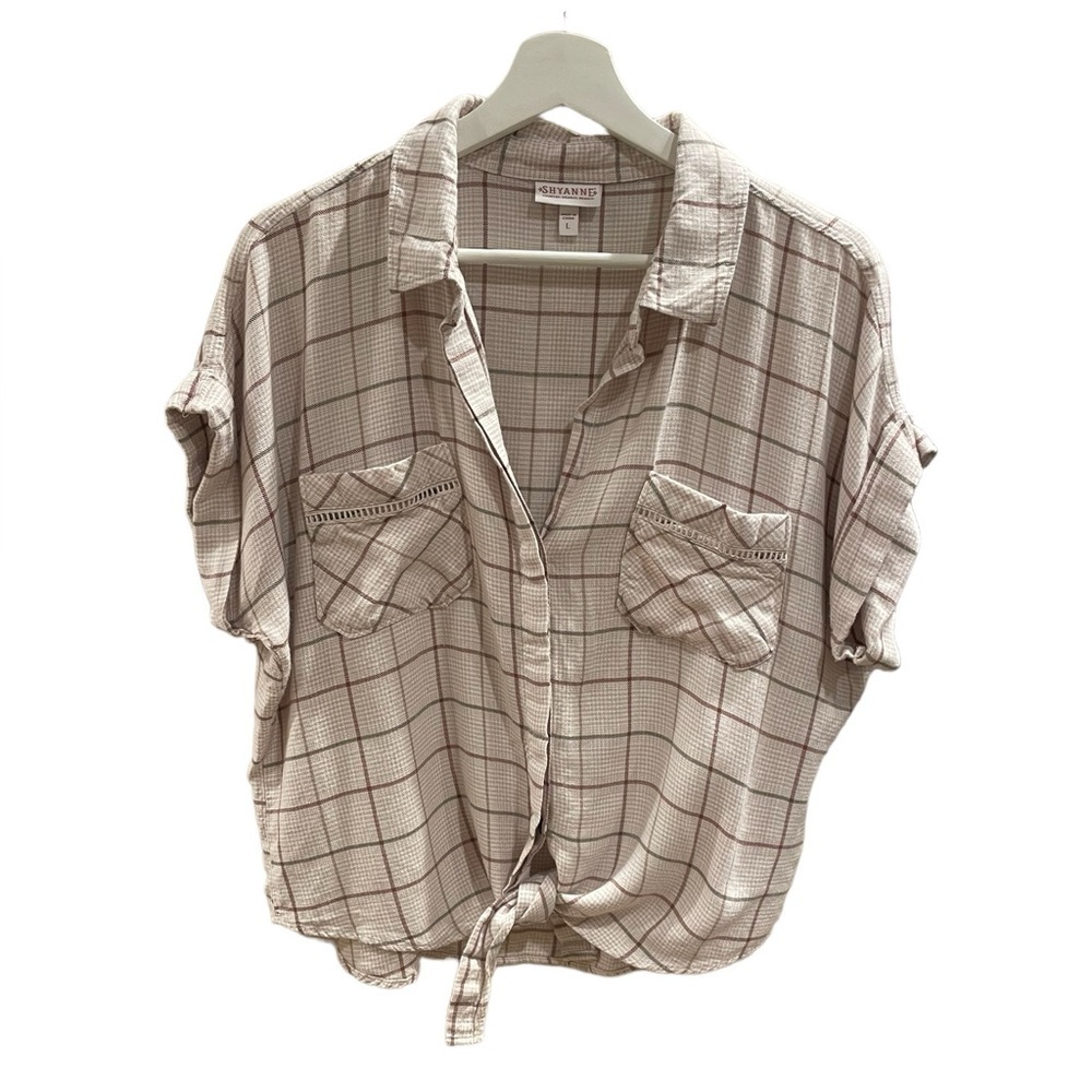 Shyanne Plaid Button-Up Top - Brown and White